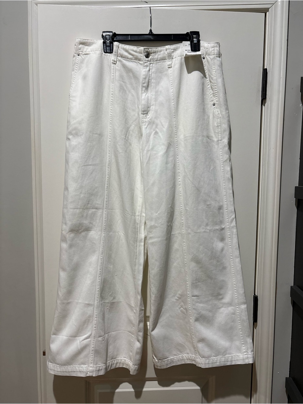 Madewell Wide Sweep Trousers White Size 31 NWT Wide Leg High Rise - Picture 2 of 11